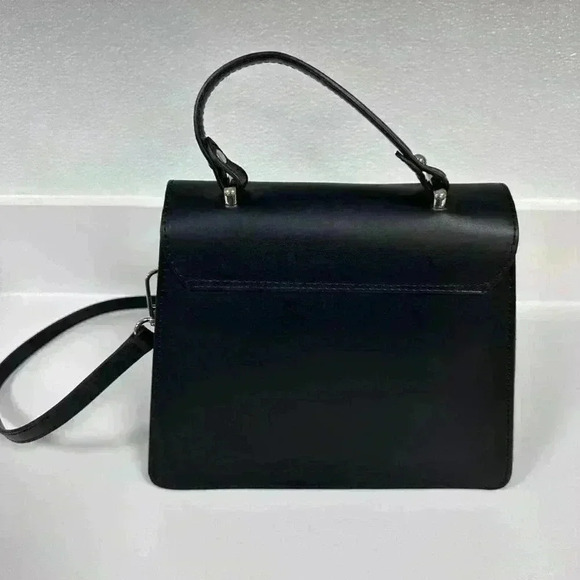 New ROBERTA ROSSI Genuine Leather Flap Satchel/Crossbody Bag Black Made In Italy - Picture 7 of 16